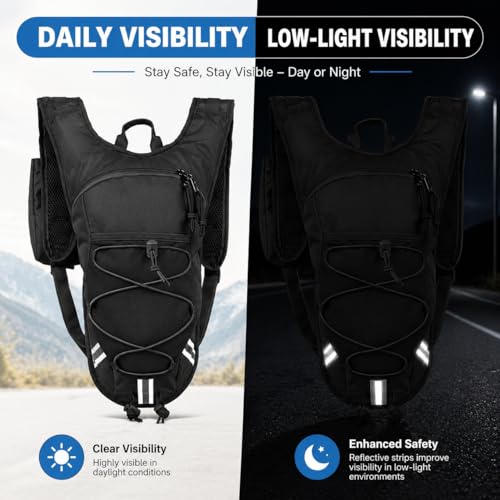 Lightweight Hydration Backpack 2L Water Bladder Pack (Black / 2L Bladder)