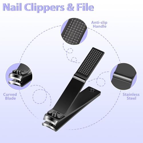 Tweezers Set 9 Pcs Colorful Nail Clipper Kit with Case for Grooming (A-multicolored)
