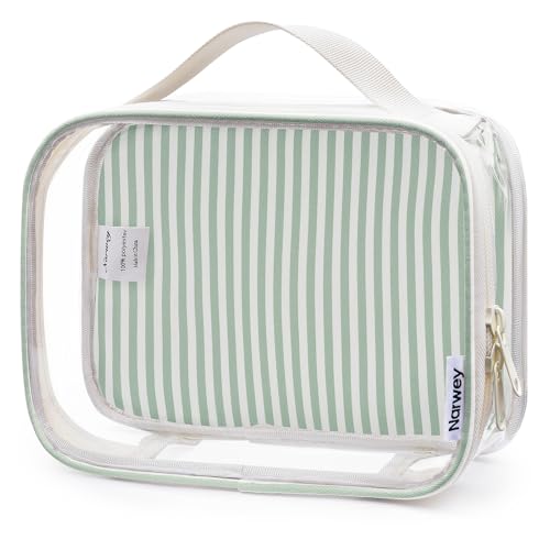 TSA Approved Clear Toiletry Bag for Travel (Y-Mint Green Stripe)