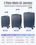 3 Piece Luggage Sets With Spinner Wheels Hardshell TSA Lock (Light Brown / 3-Piece Set - 20"/24"/28")