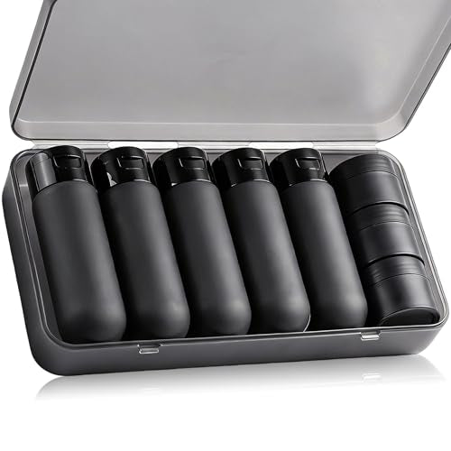 8 Pack Travel Bottles for Toiletries with Case (Black)