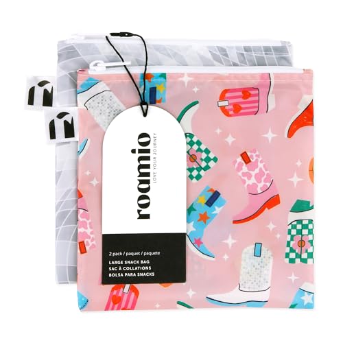 Roamio Reusable Sandwich and Snack Bags (E6 Cowgirl Boots & Disco-Lg)