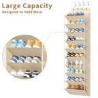10 Tiers Mesh Over Door Shoe Organizer Storage (Beige-1 Pack of 10 Cell)