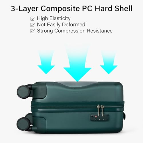 Underseat Carry On Luggage with Wheels (Blackish Green / 16 Inch)