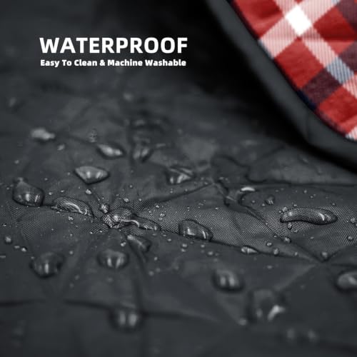 Large Waterproof Outdoor Blanket Thick Fleece 80" x 58" (Red Check)