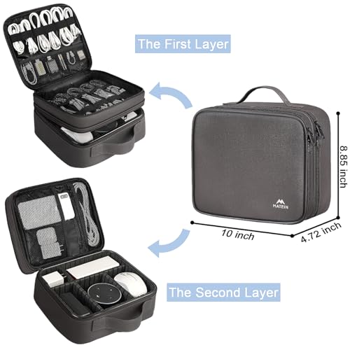 Cord Organizer Bag with Adjustable Divider (Grey / Medium)