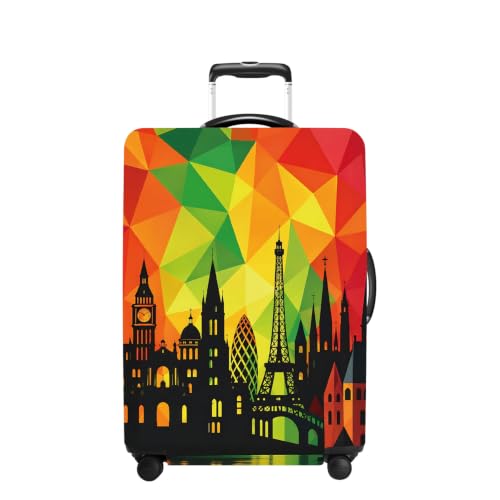 Colorful City Luggage Cover Washable Suitcase Protector Anti (Colorful City / S(20-22inch suitcase))