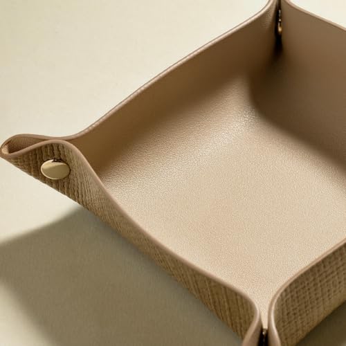 Foldable Valet Tray (Raffia Embossed, Wheat)