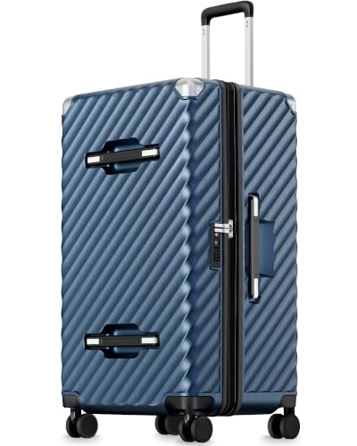 28 Inch Trunk Luggage with Spinner Wheels (Blue / Trunk-Large 28-Inch)