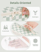7 Set Checkered Packing Cubes for Travel Kids Women (AB-Mint Green Checkerboard / 7 Set)