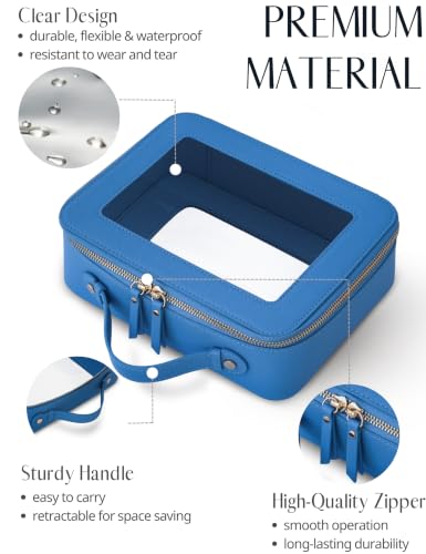 Clear Large Mahjong Tile Bag with Zipper & Handle Cornflower Blue (Cornflower Blue / Large Luxe)