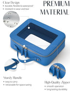 Clear Large Mahjong Tile Bag with Zipper & Handle Cornflower Blue (Cornflower Blue / Large Luxe)