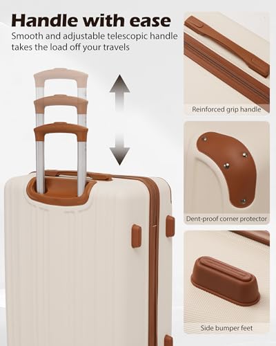 Luggage Set Lightweight and Durable Hardshell (apricot black / 5-Piece Set)