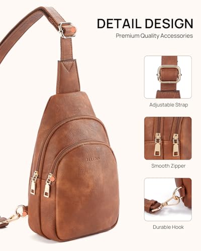 Crossbody Bags for Women Leather Sling Bag for Woman Travel Brown (3-brown)