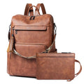 Vegan Leather Laptop Backpack for Women 15.6 inch Work Backpack Fashion Travel Backpack Purse for Travel College Work (Nubuck Brown 2)