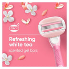 ComfortGlide White Tea Women's Razor 1 Handle + 4 Blade Refills