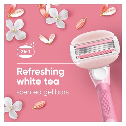 ComfortGlide White Tea Women's Razor 1 Handle + 4 Blade Refills