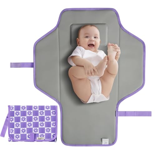 Portable Changing Pad (Purple Checkers&Flowers)