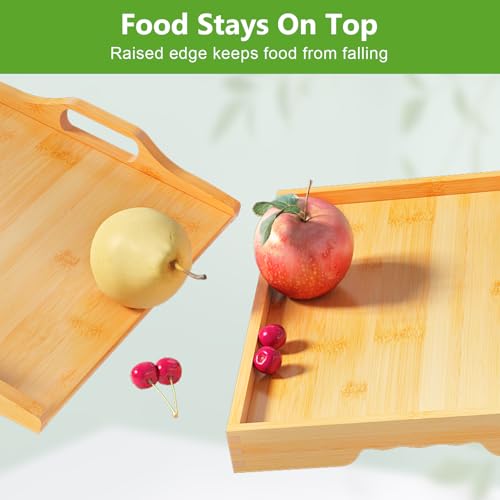 Bamboo Bed Tray Tables with Folding Legs (Bamboo-2 Pack / Medium)