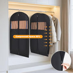 Compression Hanging and Space Saving Garment Bag (Black / 43" - 2pcs(8" Gusseted))