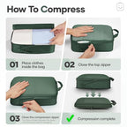 11 Set Compression Packing Cubes for Travel Essentials (Dark Green / 11 set)