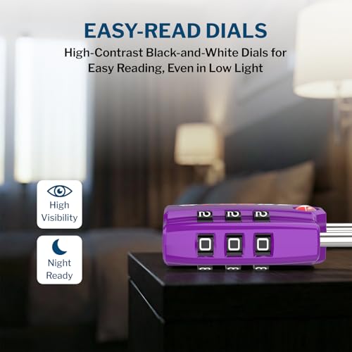 Open Alert TSA Approved Luggage Locks (Purple 4PK)