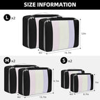 6 Set Packing Cubes Various Sizes Packing Organizer for Travel Accessories Luggage Carry On Suitcase (06-Black / 6 Set-middle Mesh)