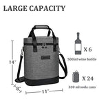 6 Bottle Wine Cooler Carrier Tote Bag (Grey)