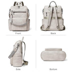Vegan Leather Laptop Backpack for Women 15.6 inch Work Backpack Fashion Travel Backpack Purse for Travel College Work (2 Two-toned Gray)