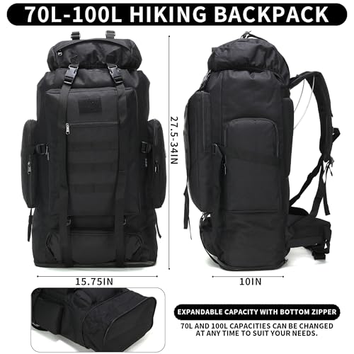 Hiking Backpack for Men 70L (100l-black)