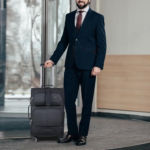 24 Inch Softside Expandable Checked Luggage with 4 Spinner Wheels (Black / 24 Inch)