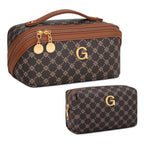 Initial Makeup Bag Personalized Gift for Women Teen Girls (Coffee / G)