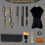 15 pcs Hair Cutting Scissors Professional (Premium Black/Gold)
