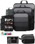 10 Set Compression Packing Cubes for Travel Essentials (Black(Toiletry Bag) / 10 set)