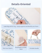 Compression Packing Cubes for Women Kids (ZZZ-Little Blue Flower / 5 Set)