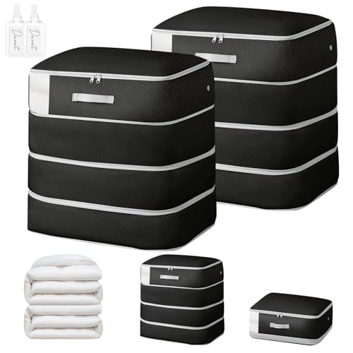 Comforter Storage Bag (Black / XL-2 Pack - 4-Layer)