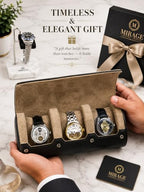 Watch Travel Case for Men Leather Watch Roll for Travel Organizer and Display 3 Watch Case Full (9x4x3 / Sable Black)