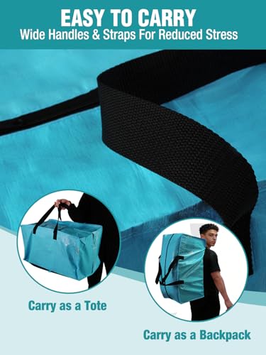 10 Pack Extra Large Moving Bags with Backpack Straps & Handles (Blue / 10 Pack)