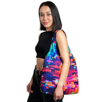 Standard 19L Tote Foldable Packable Reusable Grocery Shopping Bag (Pixels)