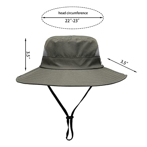 Womens Summer Sun Hat Beach Hat Wide Brim Outdoor UV Protection Hat Foldable Cool Mesh Ponytail Bucket Hat (6-7 / Pure Army Green)