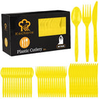 90 Pieces Yellow Plastic Cutlery Set (Yellow)