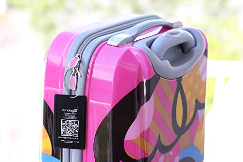 Web Enabled Smart Aluminum Convertible Luggage ID Tag + Braided Steel Loop (Midnight Black)