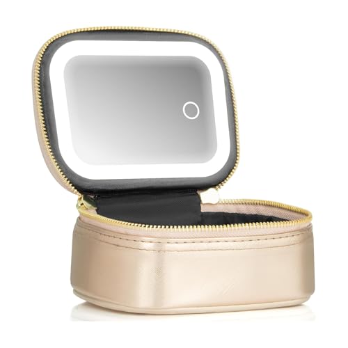 Mini Makeup Bag with Led Mirror (Gold)