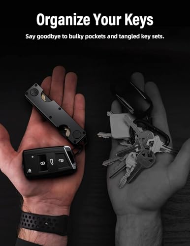 Key Organizer Key Holder Compact Key Case Minimalist Metal Key Chain Key Holder for Keychain Secures 8 (Gunmetal)