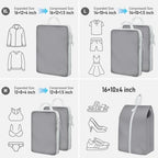 6 Set Compression Packing Cubes (Gray-6pcs / Set of 6)
