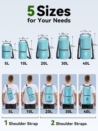 Waterproof Dry Bag Backpack with Zippered Pocket (Blue / 20L)