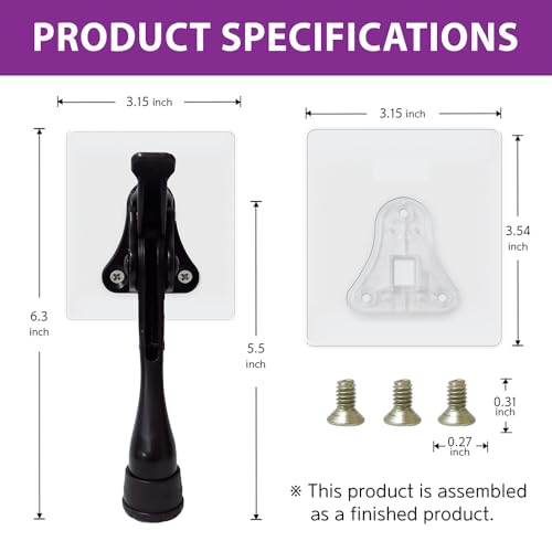 Door Stopper with Adhesive Bracket Stickers (Black / 4 INCH X 1 PACK)