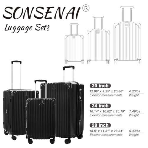 Black Luggage Set 3 Piece