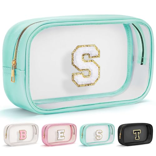 Initial Make Up Bag Travel Toiletry Bag (Large-Blue / S)