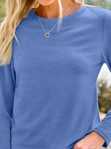 Long Sleeve Shirts for Women Casual Crewneck Tops Basic Tees (Medium / 01royalblue)